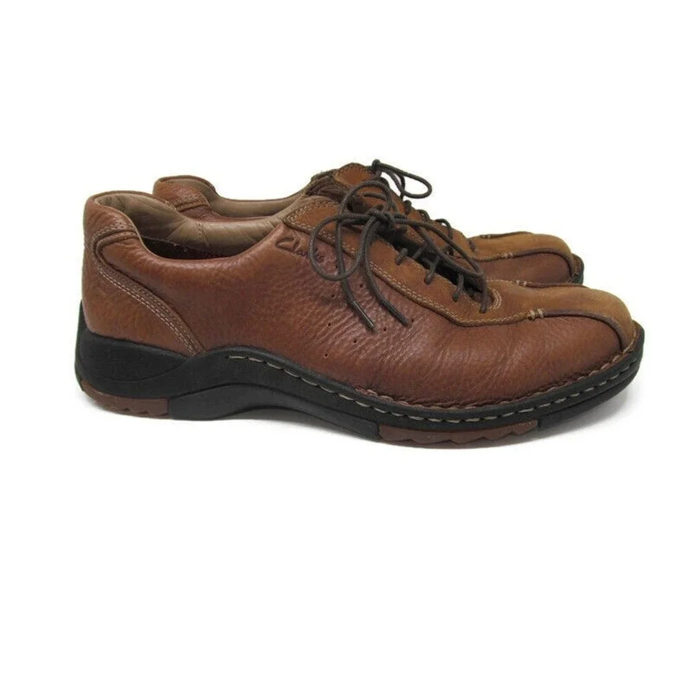 Clarks Leather  Lace Up Brown Oxfords  Mens Size US 10.5 Casual Shoes